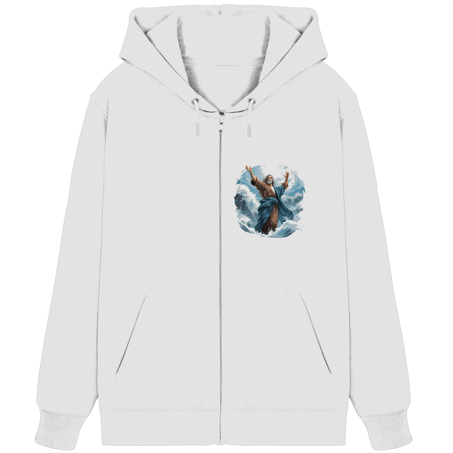 Moses – Glaube, der das Meer teilt | Christliche Kleidung - Organic Zipper - Jacken/ Zipper - White - GfoitMa