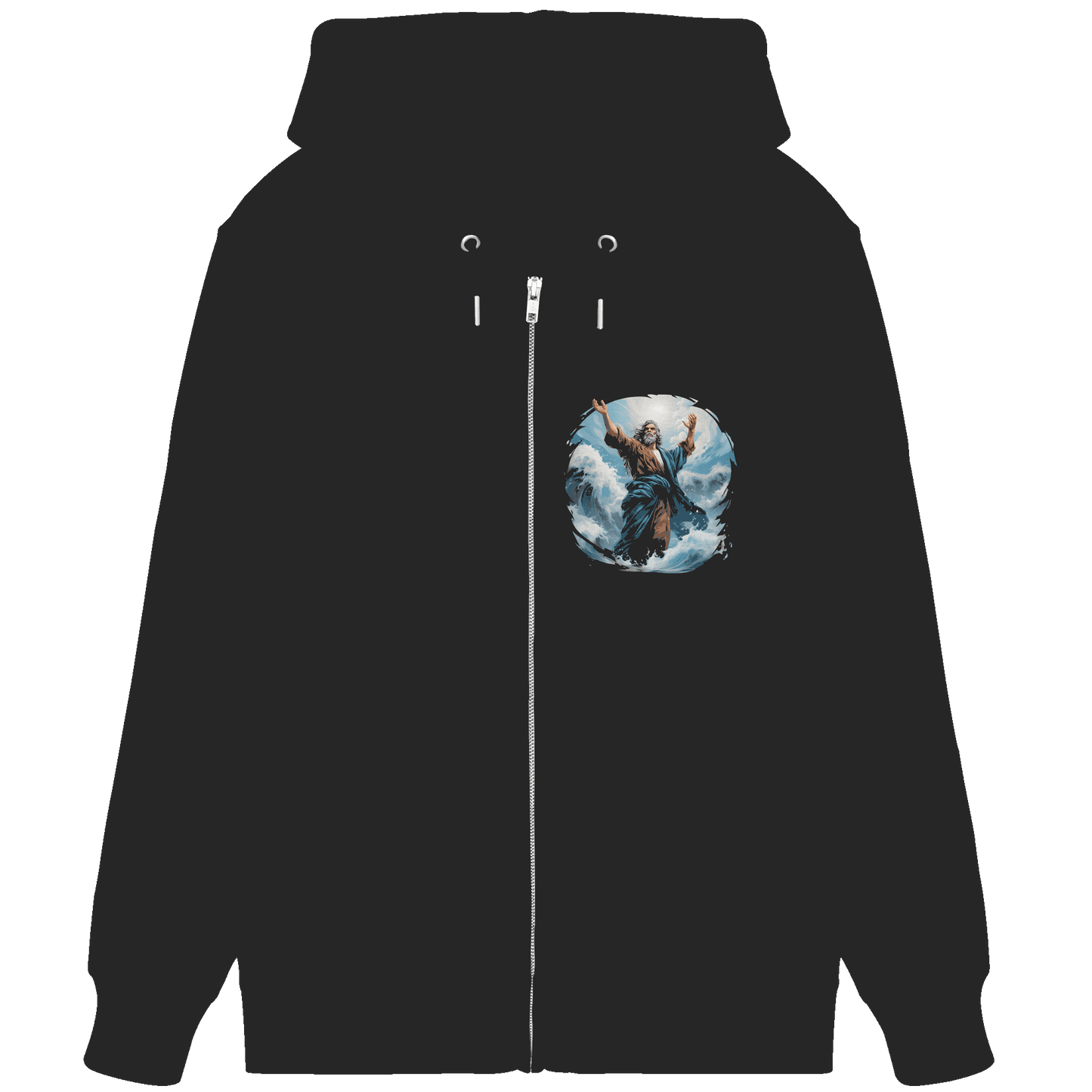 Moses – Glaube, der das Meer teilt | Christliche Kleidung - Organic Zipper - Jacken/ Zipper - Black - GfoitMa