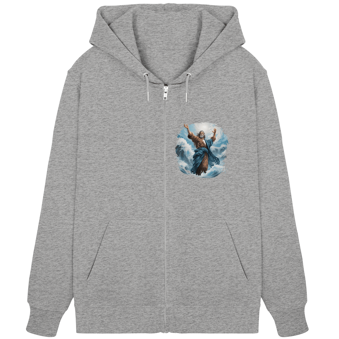 Moses – Glaube, der das Meer teilt | Christliche Kleidung - Organic Zipper - Jacken/ Zipper - Heather Grey - GfoitMa