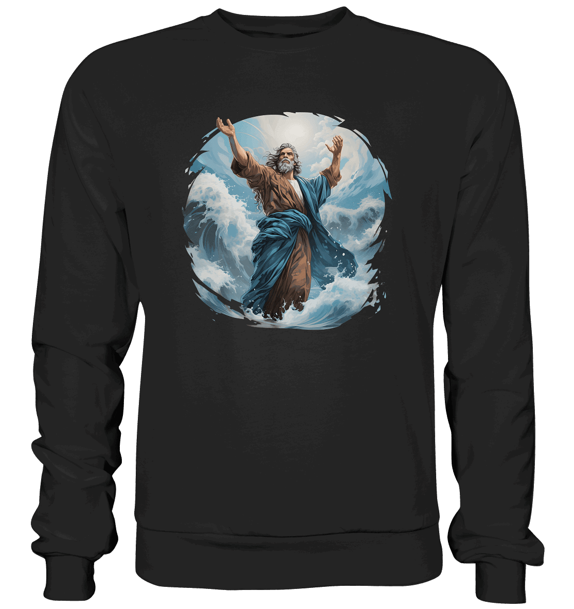 Moses – Glaube, der das Meer teilt | Christliche Kleidung - Premium Sweatshirt - Sweatshirts - Black - GfoitMa