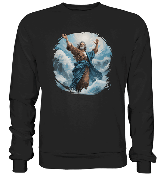 Moses – Glaube, der das Meer teilt | Christliche Kleidung - Premium Sweatshirt - Sweatshirts - Black - GfoitMa