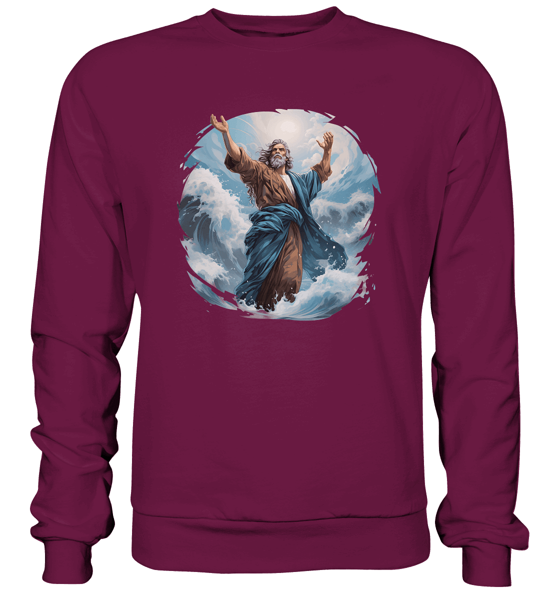 Moses – Glaube, der das Meer teilt | Christliche Kleidung - Premium Sweatshirt - Sweatshirts - Burgund - GfoitMa