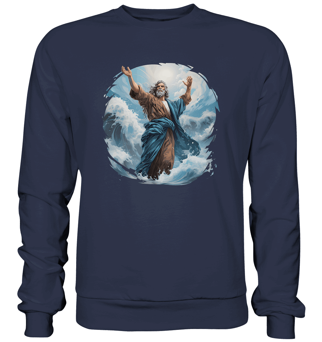 Moses – Glaube, der das Meer teilt | Christliche Kleidung - Premium Sweatshirt - Sweatshirts - Deep Navy - GfoitMa