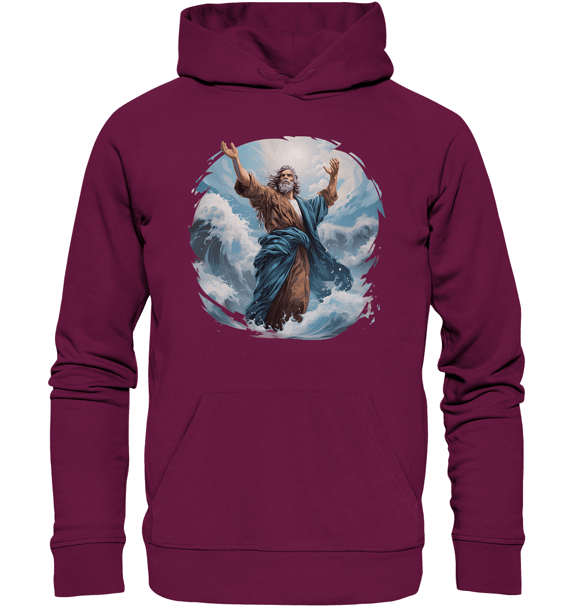 Moses – Glaube, der das Meer teilt | Christliche Kleidung - Premium Unisex Hoodie - Hoodies - Burgund - GfoitMa