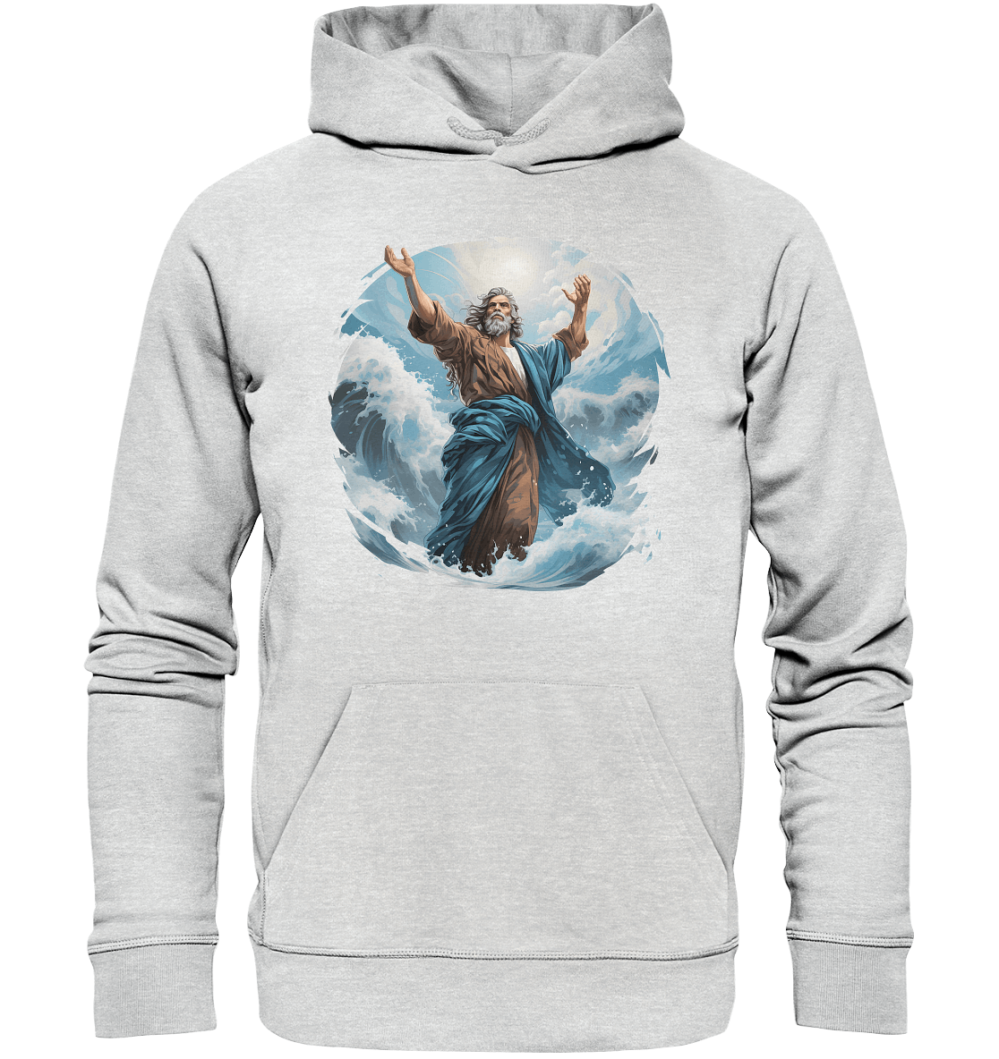 Moses – Glaube, der das Meer teilt | Christliche Kleidung - Premium Unisex Hoodie - Hoodies - Heather Grey (meliert) - GfoitMa