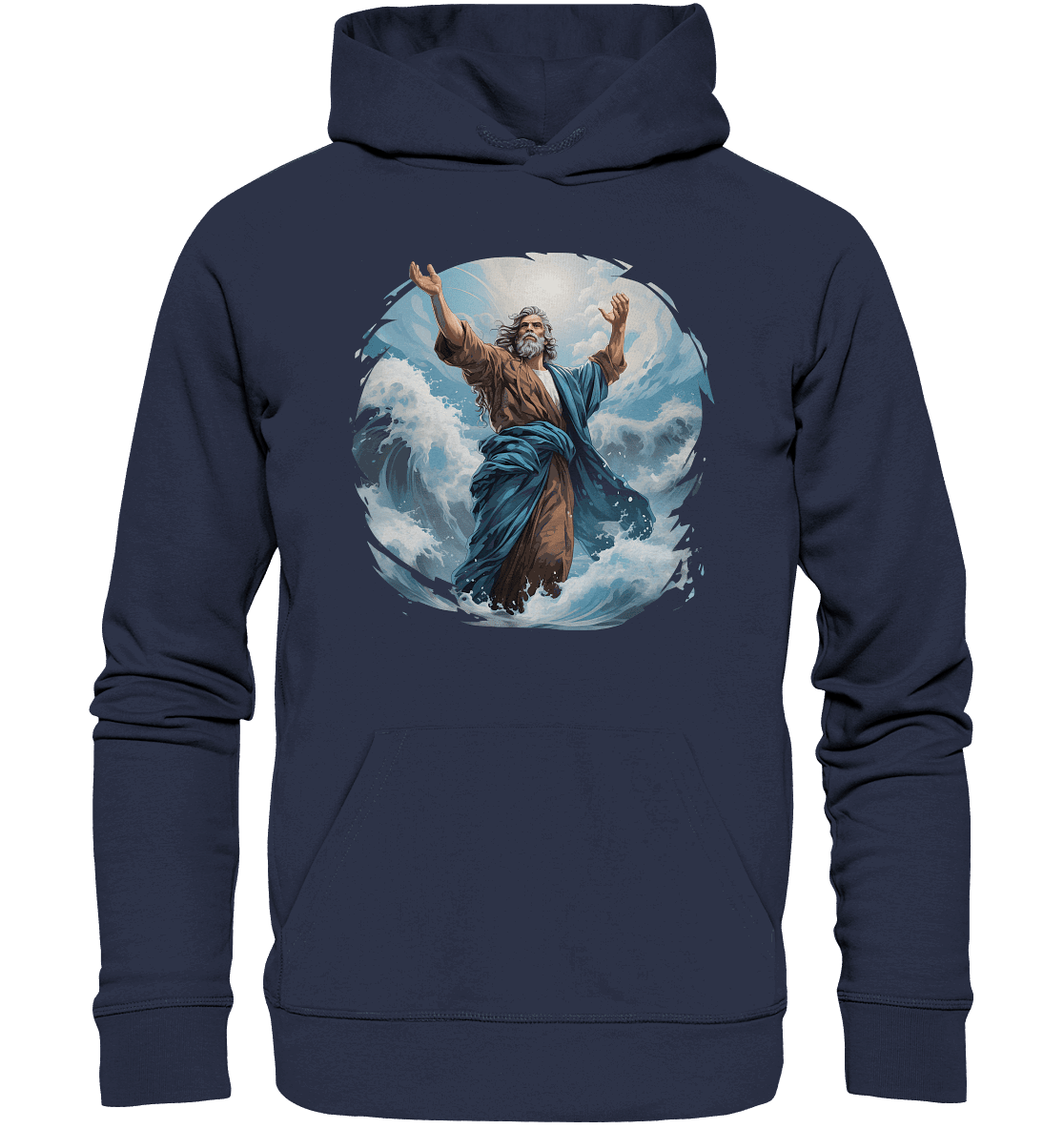 Moses – Glaube, der das Meer teilt | Christliche Kleidung - Premium Unisex Hoodie - Hoodies - Deep Navy - GfoitMa
