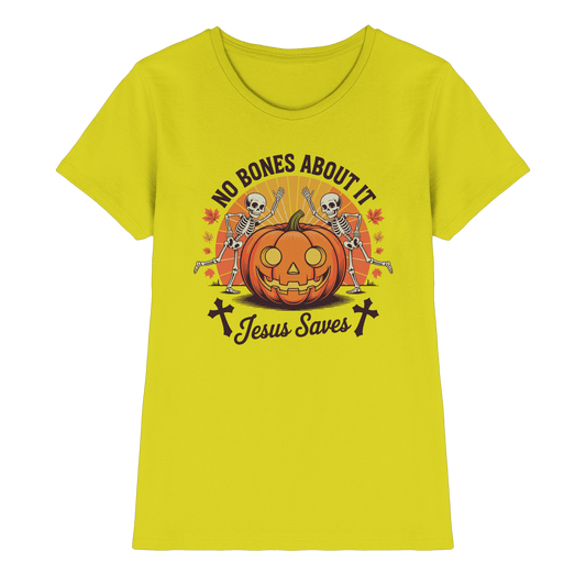 No Bones About It – Jesus Saves | Christliche Kleidung & Geschenke zu Halloween - Ladies Premium Shirt - Lady-Shirts - Pixel Lime - GfoitMa