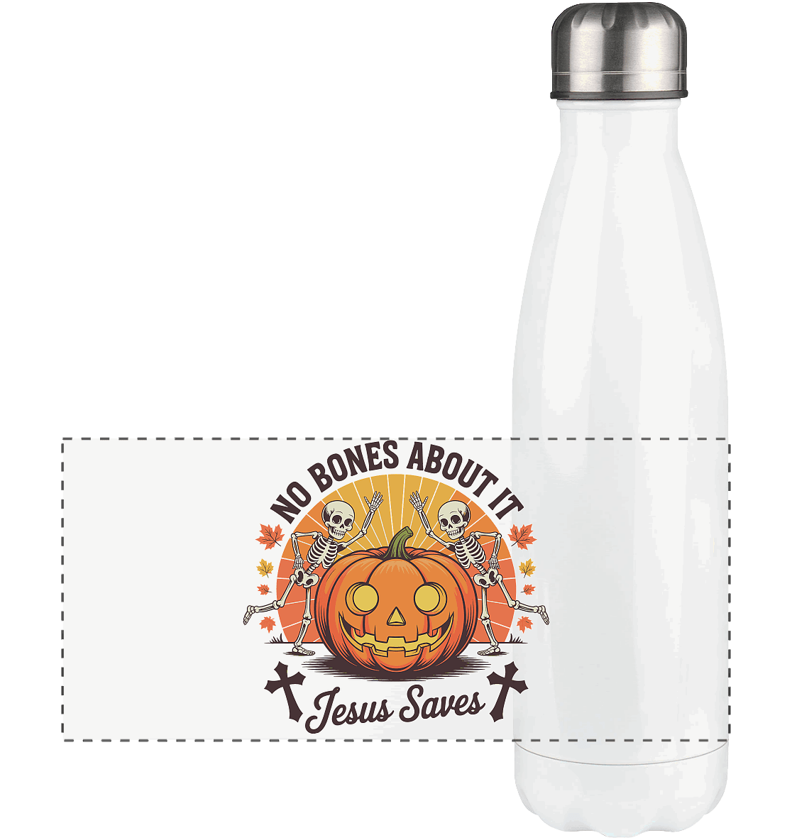 No Bones About It – Jesus Saves | Christliche Kleidung & Geschenke zu Halloween - Panorama Thermoflasche 500ml - Trinkgefäße - White - GfoitMa