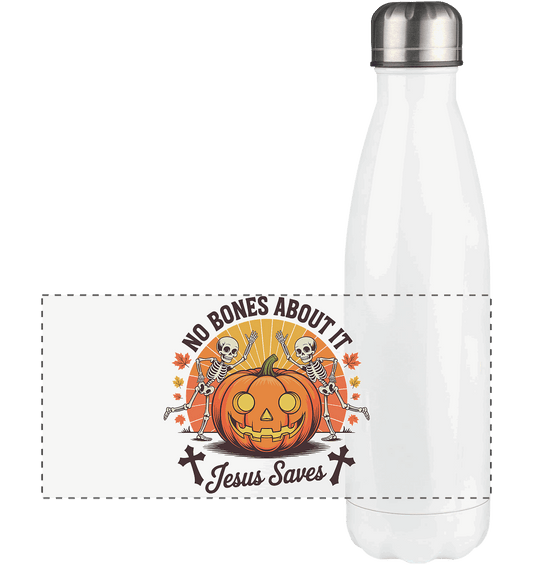 No Bones About It – Jesus Saves | Christliche Kleidung & Geschenke zu Halloween - Panorama Thermoflasche 500ml - Trinkgefäße - White - GfoitMa