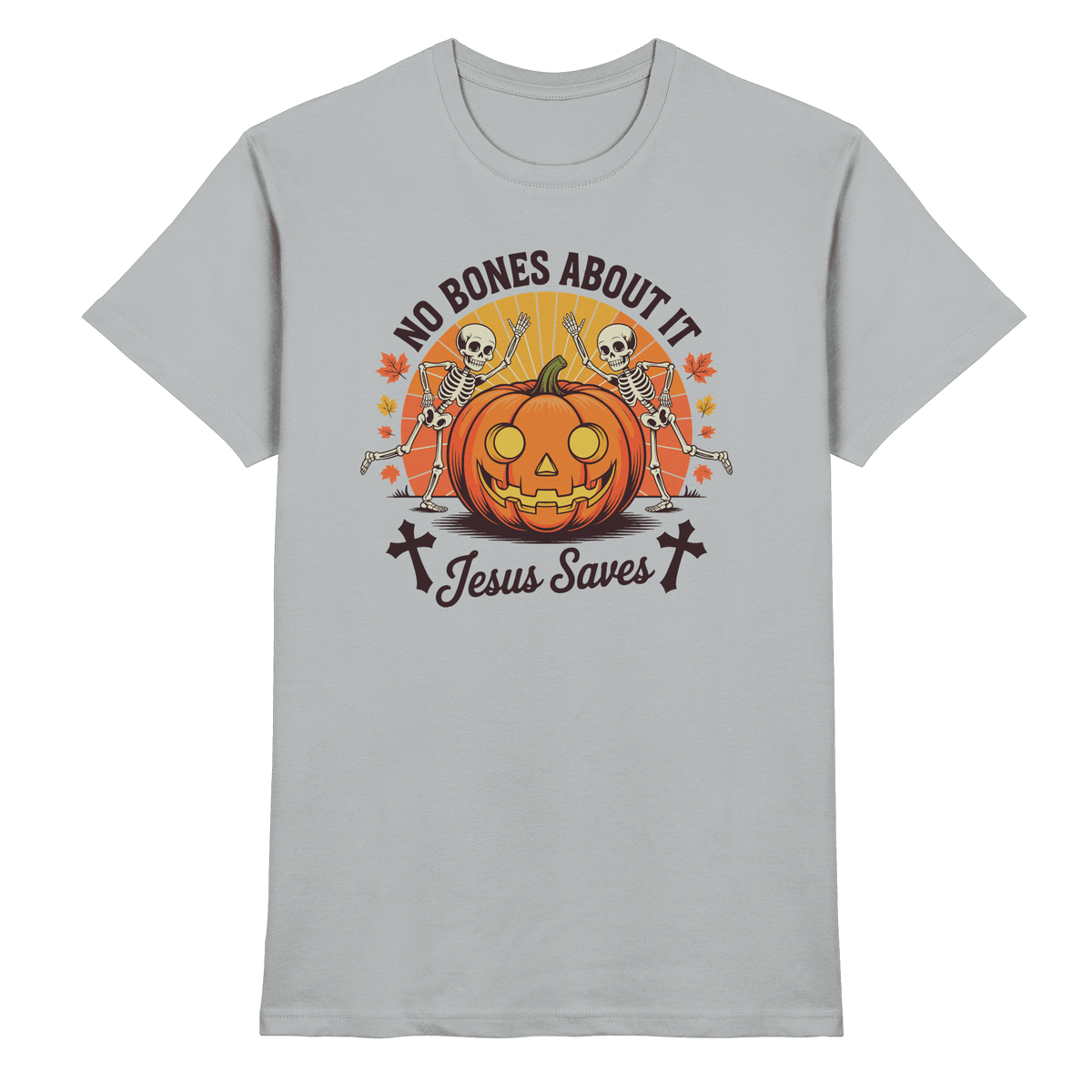 No Bones About It – Jesus Saves | Christliche Kleidung & Geschenke zu Halloween - Premium Shirt - Unisex-Shirts - Pacific Grey - GfoitMa