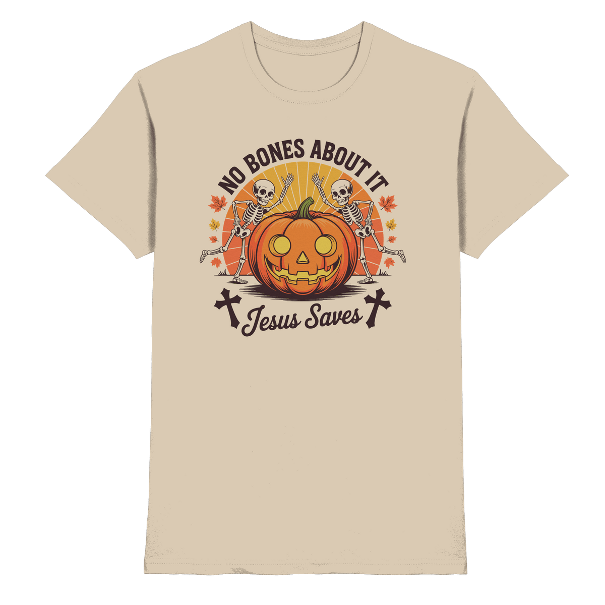 No Bones About It – Jesus Saves | Christliche Kleidung & Geschenke zu Halloween - Premium Shirt - Unisex-Shirts - Sand - GfoitMa