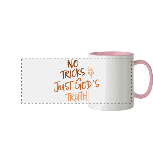 No Tricks – Just God’s Truth | Christliche Kleidung & Geschenke im Retro-Design für Herbst & Halloween - Panorama Tasse zweifarbig - Trinkgefäße - Altrosa - GfoitMa