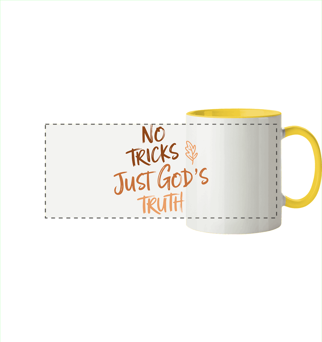 No Tricks – Just God’s Truth | Christliche Kleidung & Geschenke im Retro-Design für Herbst & Halloween - Panorama Tasse zweifarbig - Trinkgefäße - Hellgelb - GfoitMa