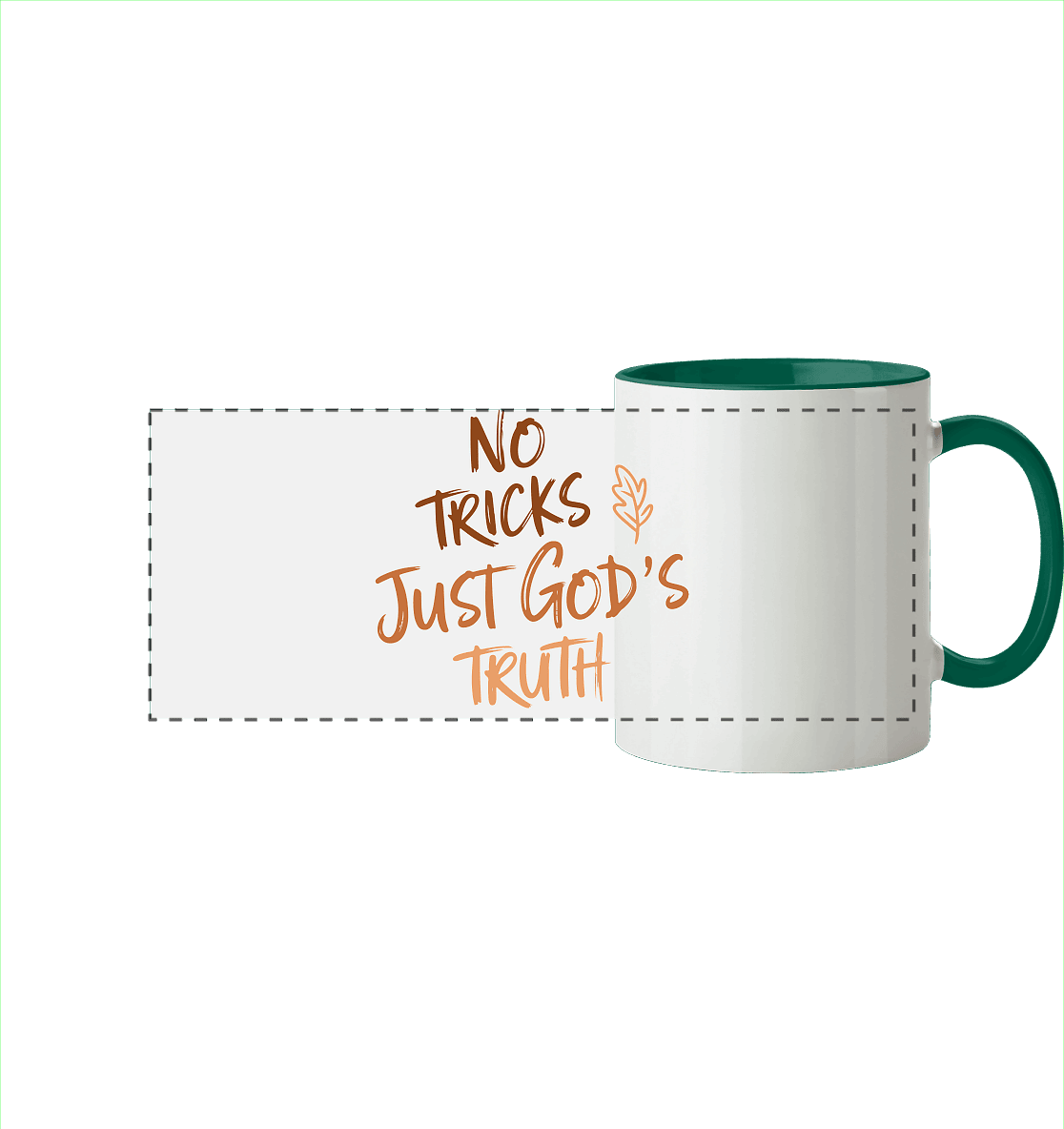 No Tricks – Just God’s Truth | Christliche Kleidung & Geschenke im Retro-Design für Herbst & Halloween - Panorama Tasse zweifarbig - Trinkgefäße - Dunkelgrün - GfoitMa