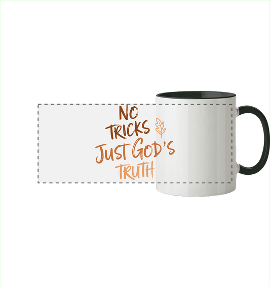 No Tricks – Just God’s Truth | Christliche Kleidung & Geschenke im Retro-Design für Herbst & Halloween - Panorama Tasse zweifarbig - Trinkgefäße - Black - GfoitMa