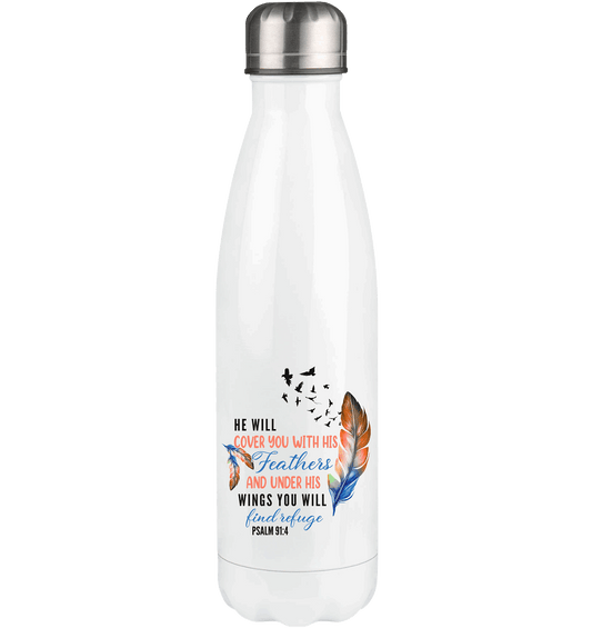 Psalm 91:4 - He will cover you with his Feathers - Thermoflasche 500ml - Trinkgefäße - White - GfoitMa