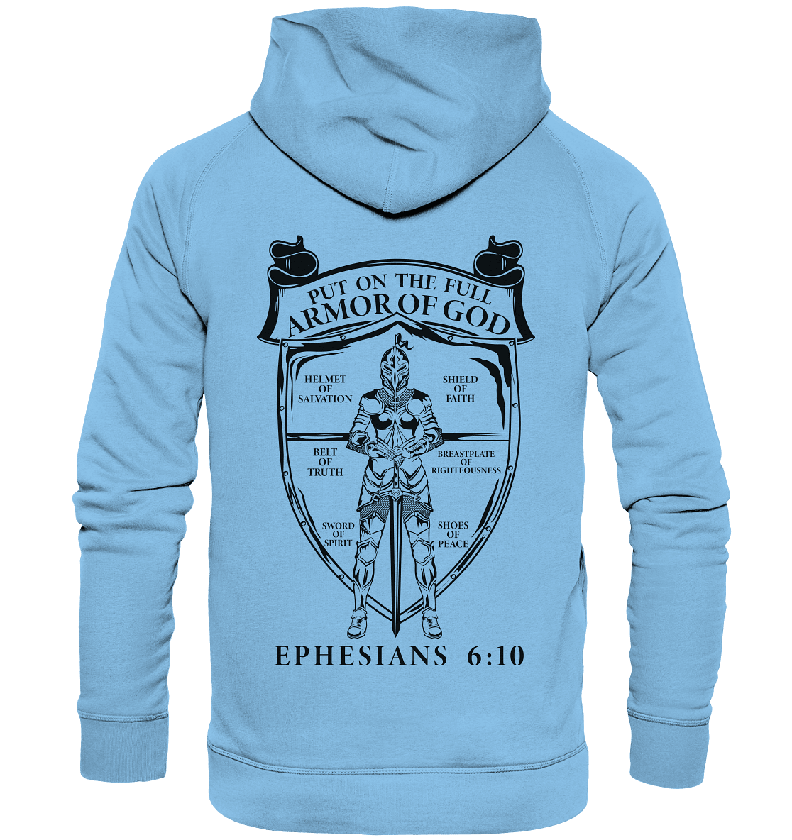 „Put on the Full Armor of God“ – Rückseite | Christliche Kleidung - Kids Premium Hoodie - Kids & Babys - Sky Blue - GfoitMa