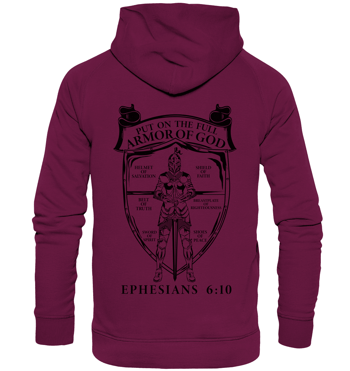 „Put on the Full Armor of God“ – Rückseite | Christliche Kleidung - Kids Premium Hoodie - Kids & Babys - Burgund - GfoitMa
