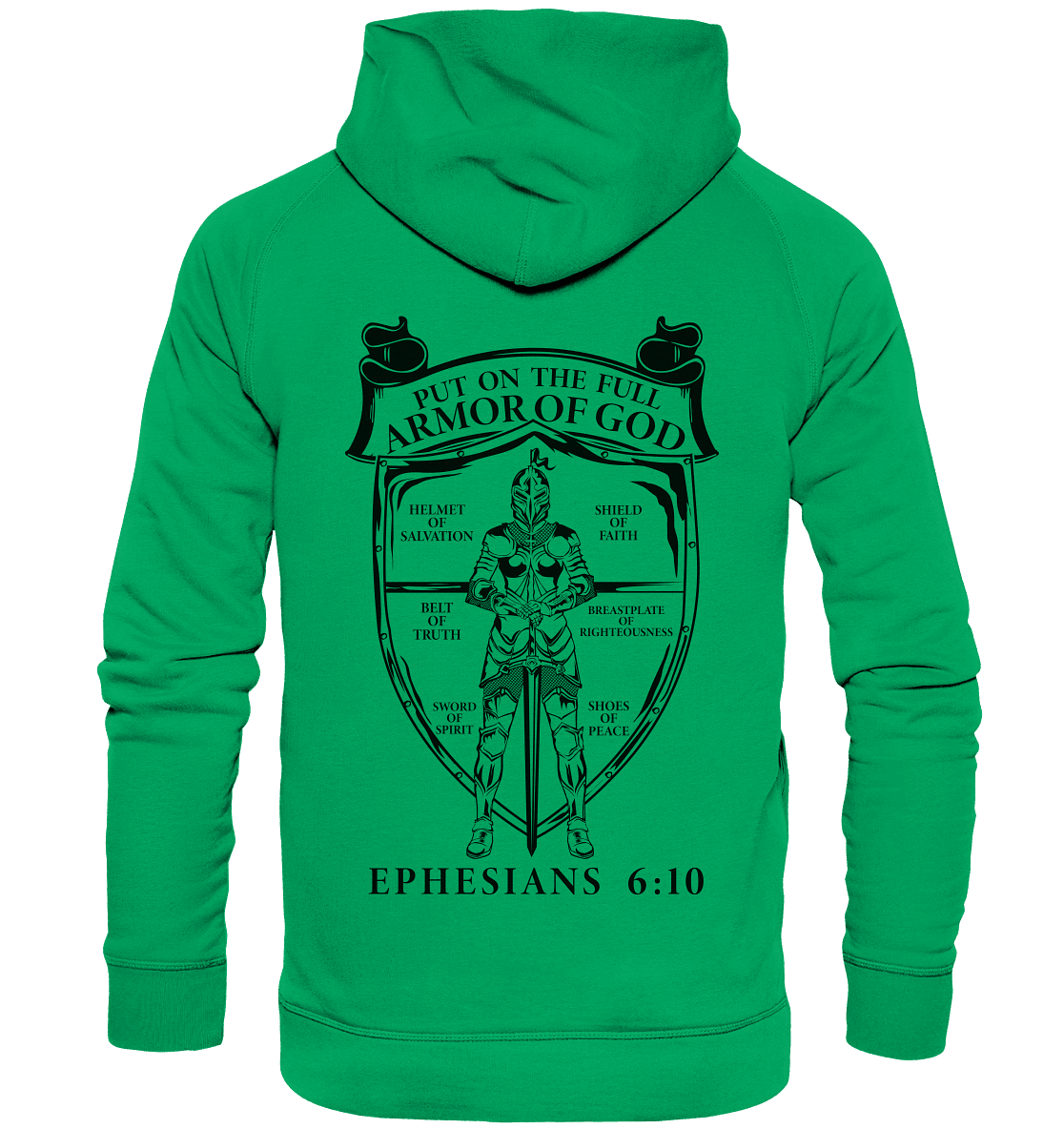 „Put on the Full Armor of God“ – Rückseite | Christliche Kleidung - Kids Premium Hoodie - Kids & Babys - Kelly Green - GfoitMa