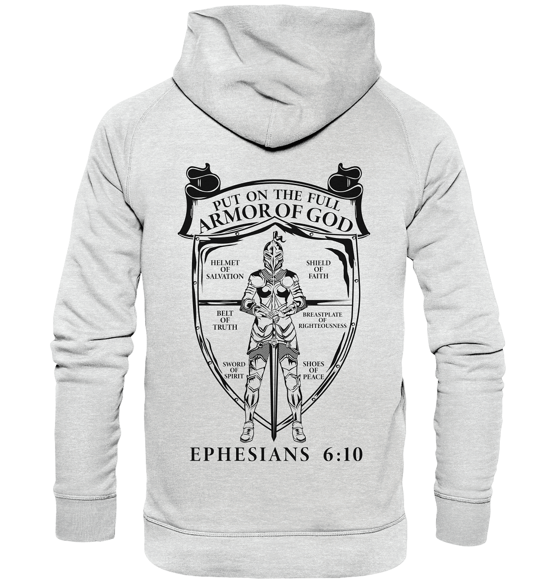 „Put on the Full Armor of God“ – Rückseite | Christliche Kleidung - Kids Premium Hoodie - Kids & Babys - Heather Grey (meliert) - GfoitMa