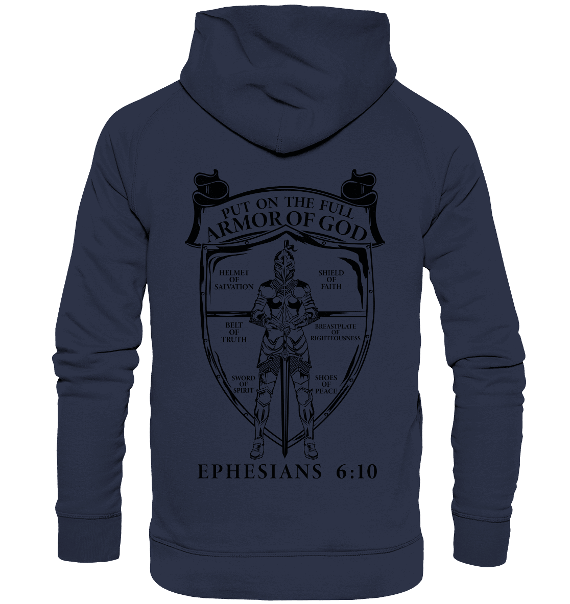 „Put on the Full Armor of God“ – Rückseite | Christliche Kleidung - Kids Premium Hoodie - Kids & Babys - Deep Navy - GfoitMa