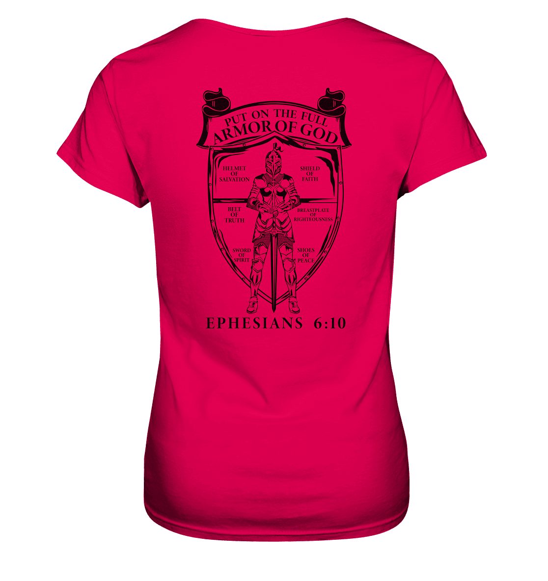 „Put on the Full Armor of God“ – Rückseite | Christliche Kleidung - Ladies Premium Shirt - Lady-Shirts - Sorbet - GfoitMa