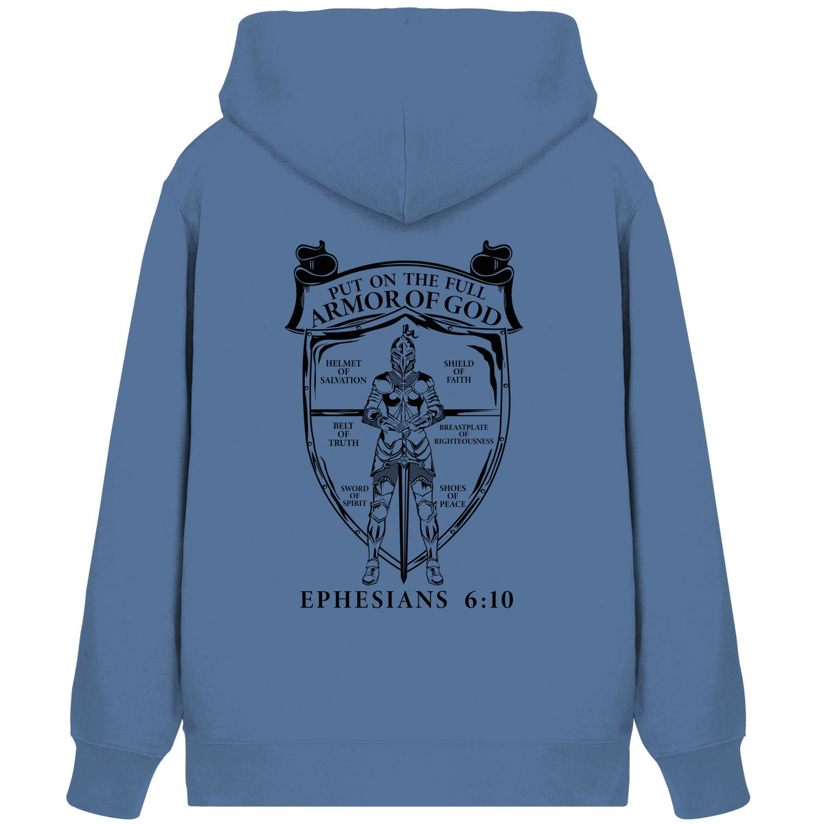 „Put on the Full Armor of God“ – Rückseite | Christliche Kleidung - Organic Zipper - Jacken/ Zipper - Bright Blue - GfoitMa