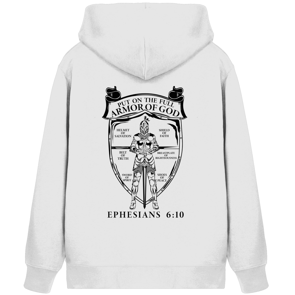 „Put on the Full Armor of God“ – Rückseite | Christliche Kleidung - Organic Zipper - Jacken/ Zipper - White - GfoitMa