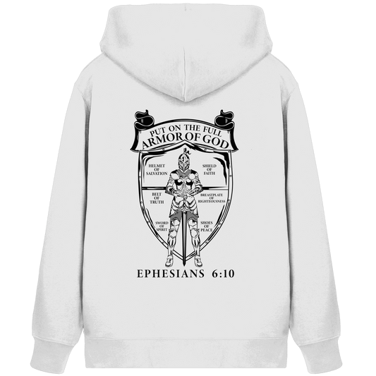 „Put on the Full Armor of God“ – Rückseite | Christliche Kleidung - Organic Zipper - Jacken/ Zipper - White - GfoitMa