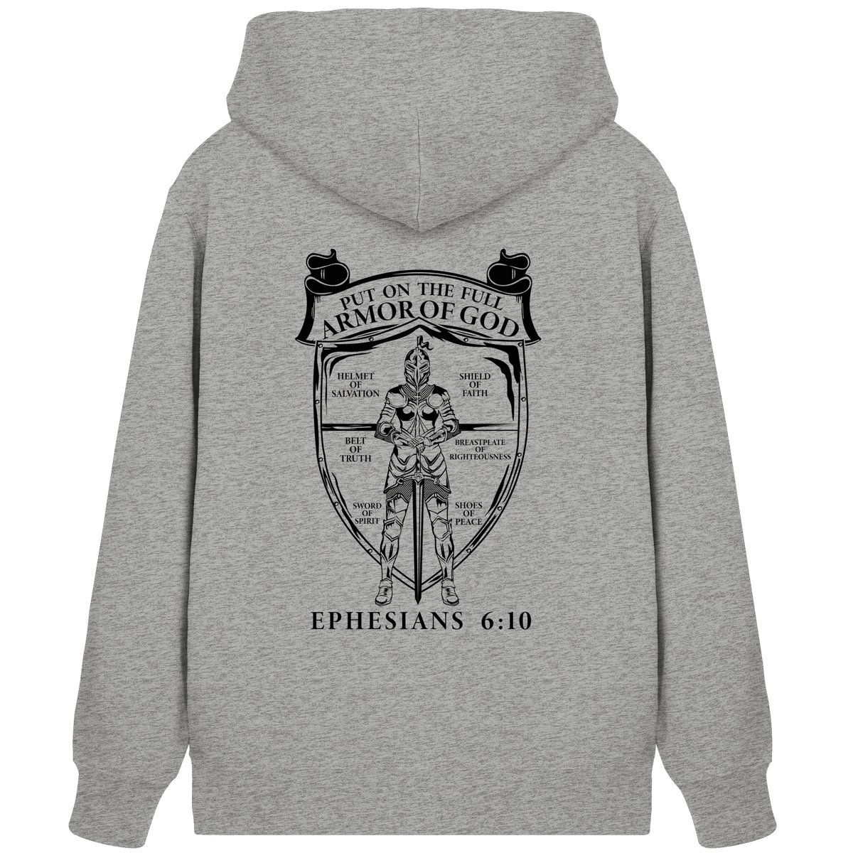 „Put on the Full Armor of God“ – Rückseite | Christliche Kleidung - Organic Zipper - Jacken/ Zipper - Heather Grey - GfoitMa