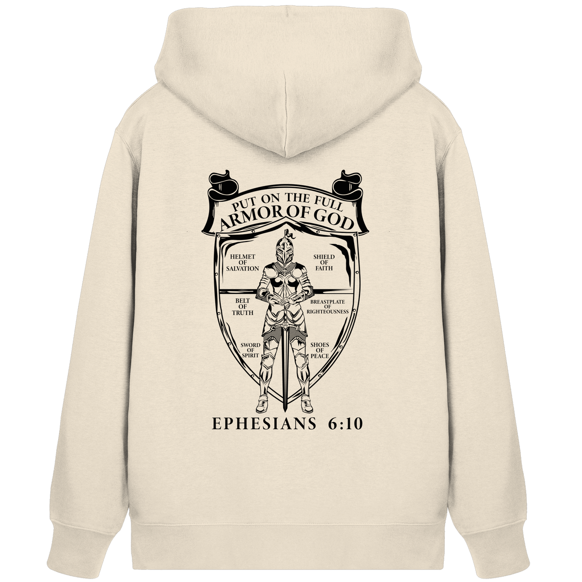 „Put on the Full Armor of God“ – Rückseite | Christliche Kleidung - Organic Zipper - Jacken/ Zipper - Natural Raw - GfoitMa