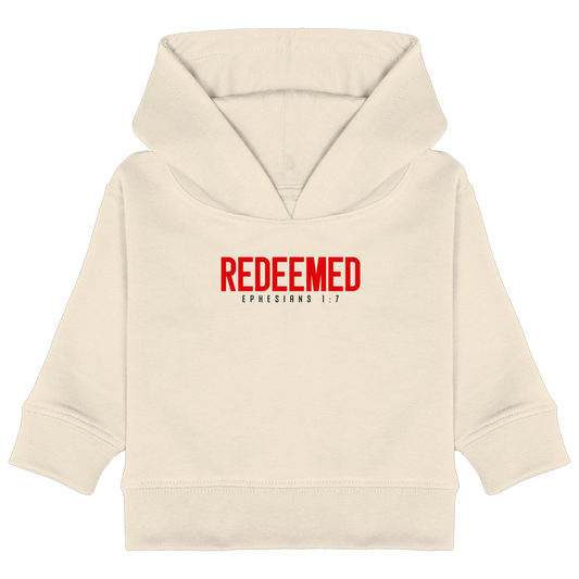 Redeemed – Ephesians 1:7 – Erlöst durch sein Blut | Christliche Produkte - Baby Organic Hoodie - Kids & Babys - Natural Raw - GfoitMa