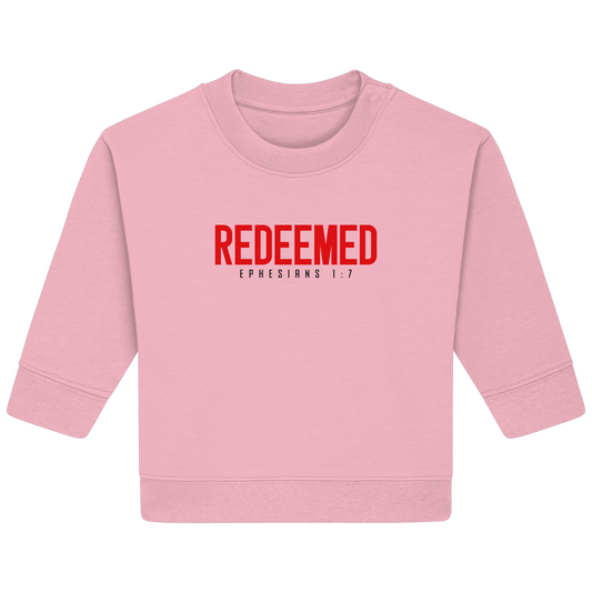 Redeemed – Ephesians 1:7 – Erlöst durch sein Blut | Christliche Produkte - Baby Organic Sweatshirt - Kids & Babys - Natural Raw - GfoitMa