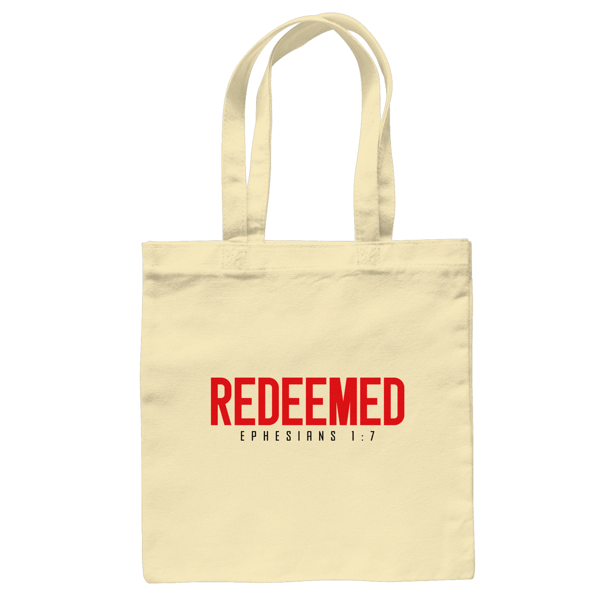 Redeemed – Ephesians 1:7 – Erlöst durch sein Blut | Christliche Produkte - Baumwolltasche - Taschen - Natural - GfoitMa
