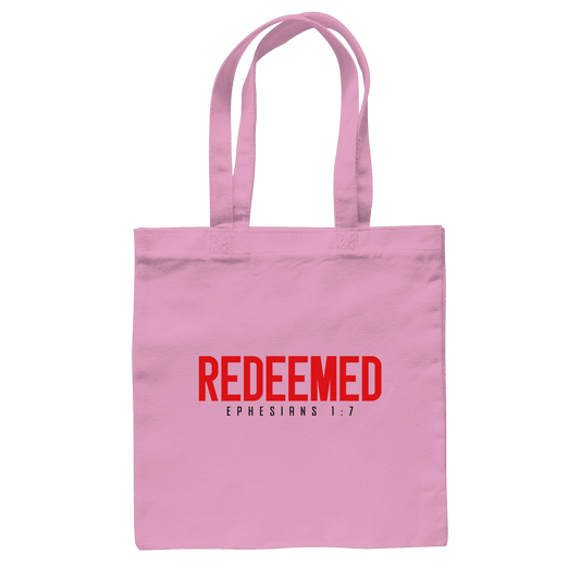 Redeemed – Ephesians 1:7 – Erlöst durch sein Blut | Christliche Produkte - Baumwolltasche - Taschen - Classic Pink - GfoitMa