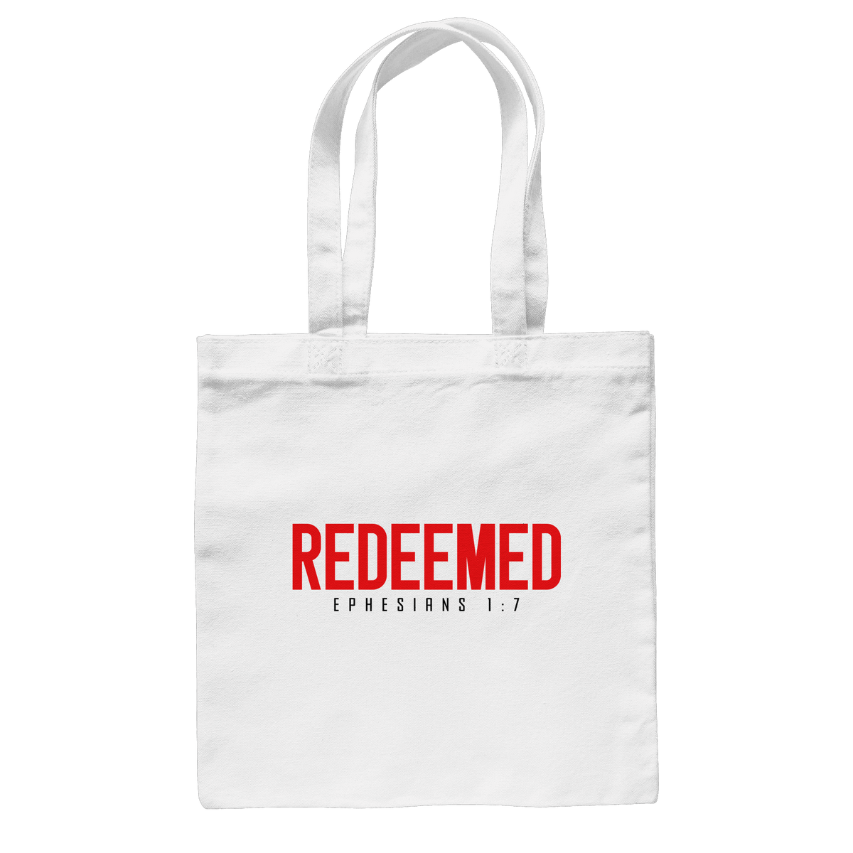 Redeemed – Ephesians 1:7 – Erlöst durch sein Blut | Christliche Produkte - Baumwolltasche - Taschen - White - GfoitMa