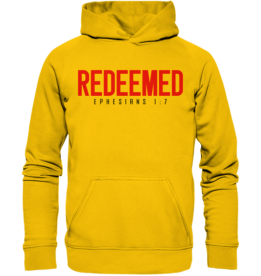 Redeemed – Ephesians 1:7 – Erlöst durch sein Blut | Christliche Produkte - Kids Premium Hoodie - Kids & Babys - Sunflower - GfoitMa