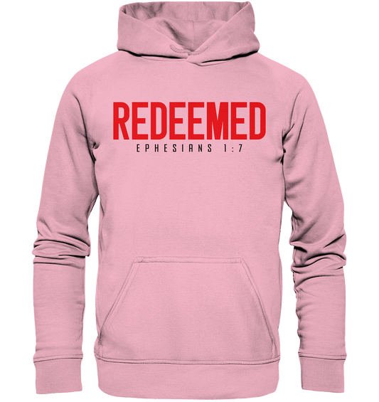Redeemed – Ephesians 1:7 – Erlöst durch sein Blut | Christliche Produkte - Kids Premium Hoodie - Kids & Babys - Light Pink - GfoitMa
