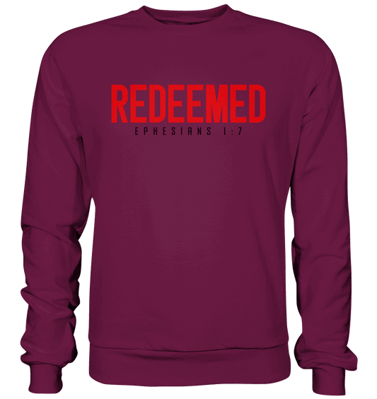 Redeemed – Ephesians 1:7 – Erlöst durch sein Blut | Christliche Produkte - Premium Sweatshirt - Sweatshirts - Burgund - GfoitMa