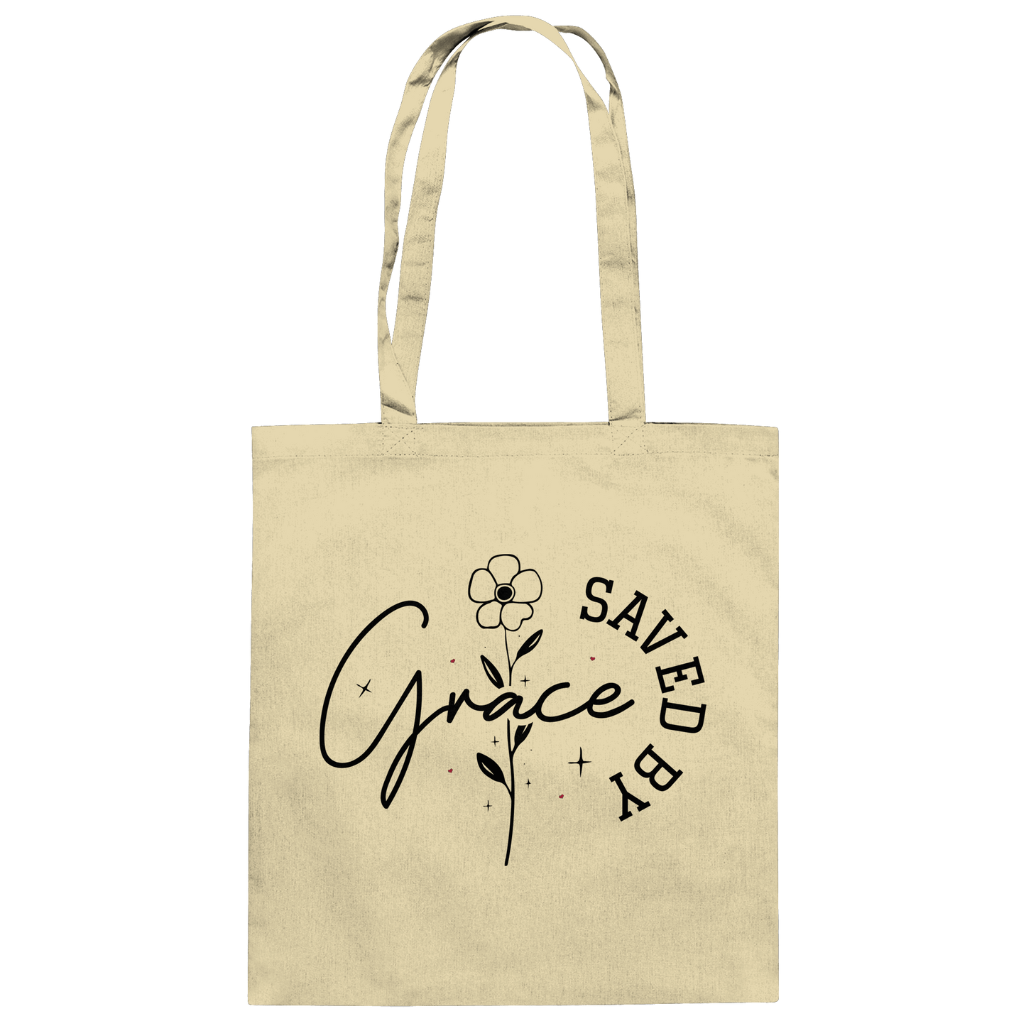 Saved by Grace – ein schlichtes Design mit tiefer Botschaft - Baumwolltasche - Taschen - Natural - GfoitMa