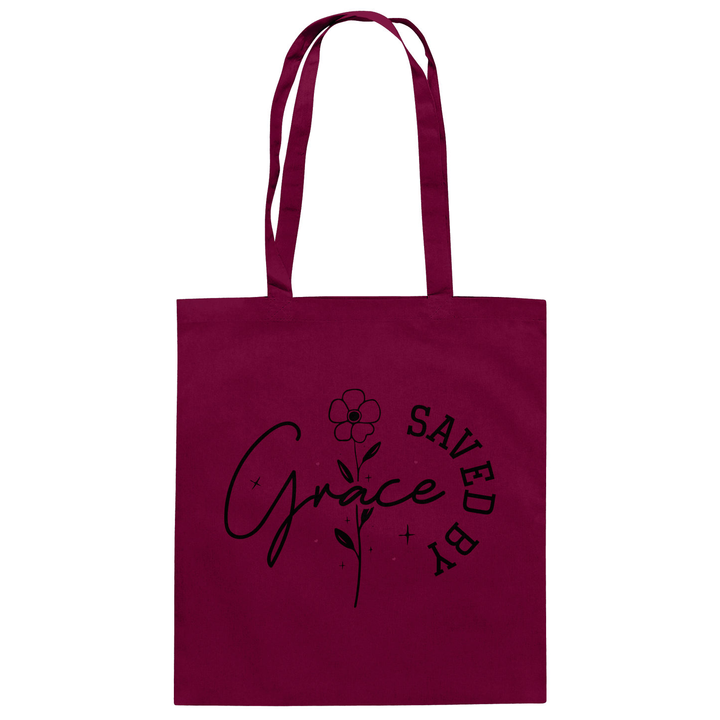 Saved by Grace – ein schlichtes Design mit tiefer Botschaft - Baumwolltasche - Taschen - Burgundy - GfoitMa