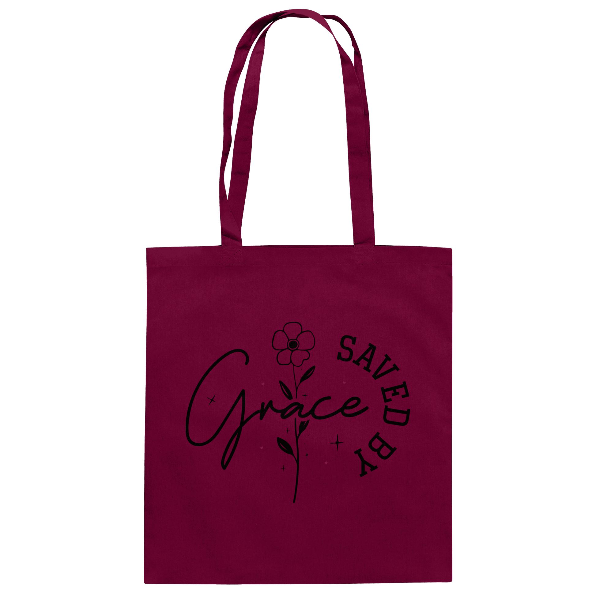 Saved by Grace – ein schlichtes Design mit tiefer Botschaft - Baumwolltasche - Taschen - Burgundy - GfoitMa