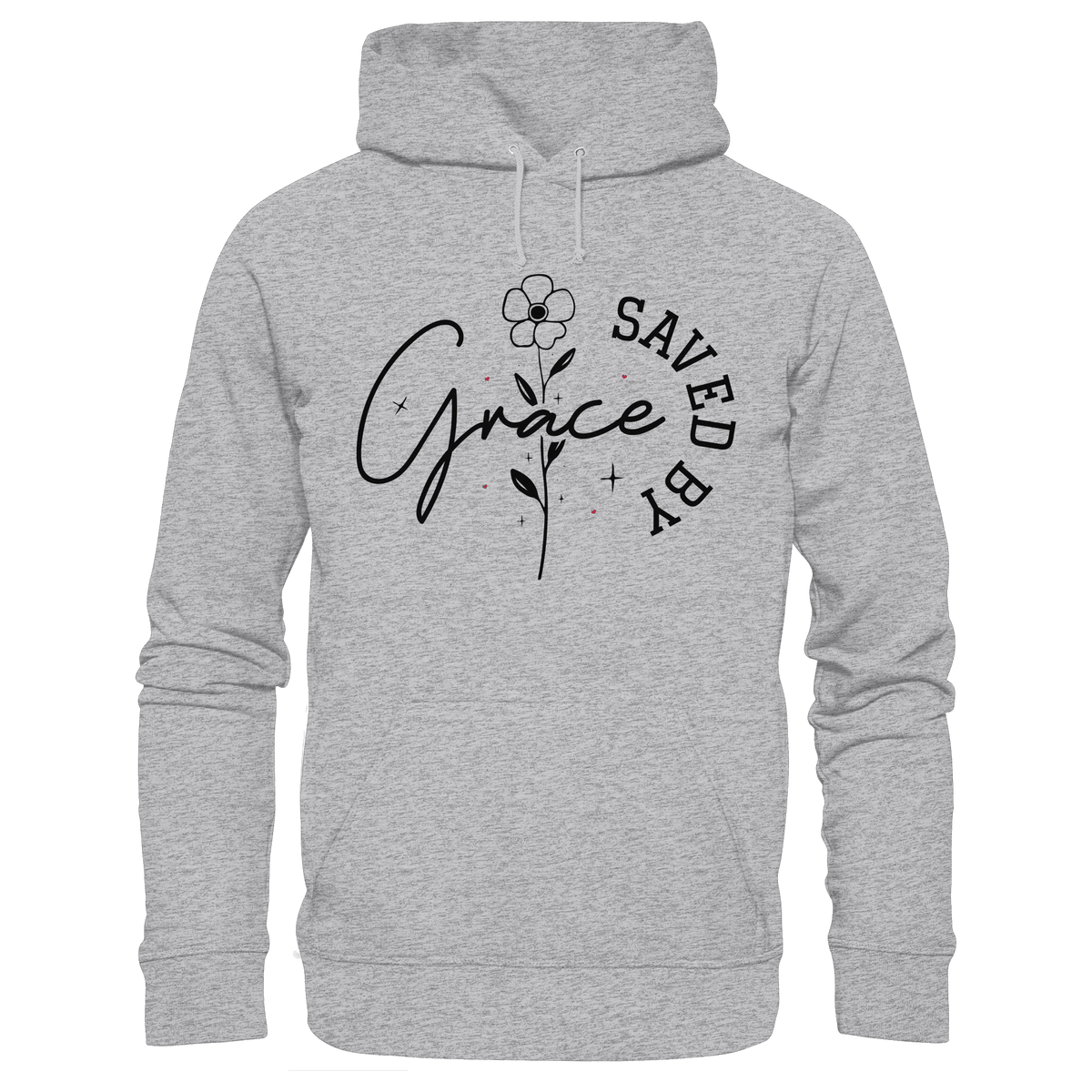 Saved by Grace – ein schlichtes Design mit tiefer Botschaft - Kids Premium Hoodie - Kids & Babys - Heather Grey (meliert) - GfoitMa