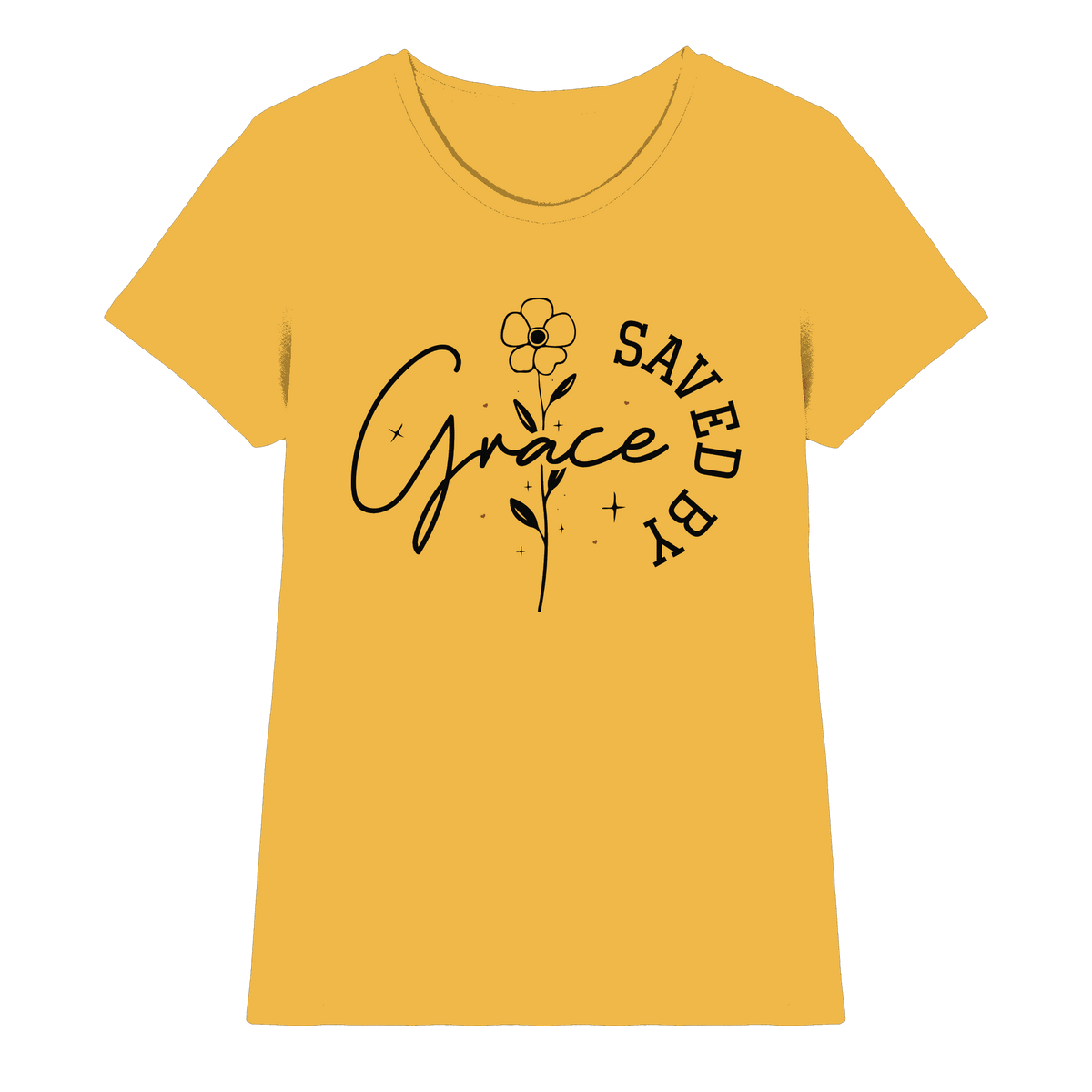 Saved by Grace – ein schlichtes Design mit tiefer Botschaft - Ladies Premium Shirt - Lady-Shirts - Gold - GfoitMa