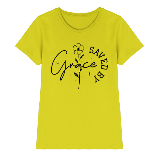 Saved by Grace – ein schlichtes Design mit tiefer Botschaft - Ladies Premium Shirt - Lady-Shirts - Pixel Lime - GfoitMa