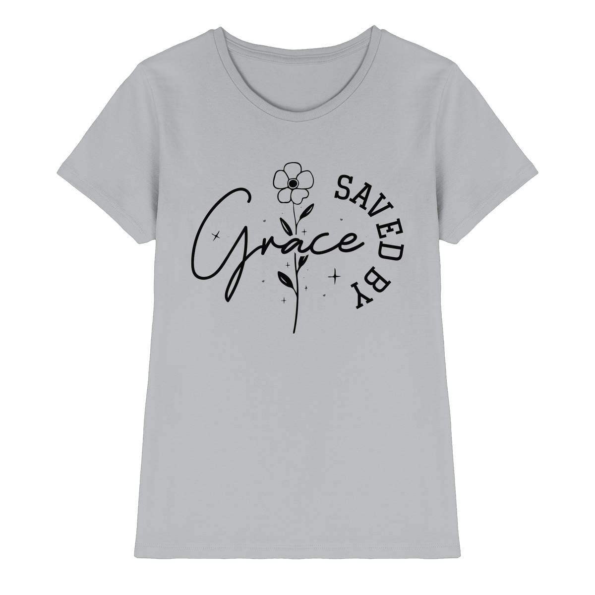 Saved by Grace – ein schlichtes Design mit tiefer Botschaft - Ladies Premium Shirt - Lady-Shirts - Pacific Grey - GfoitMa