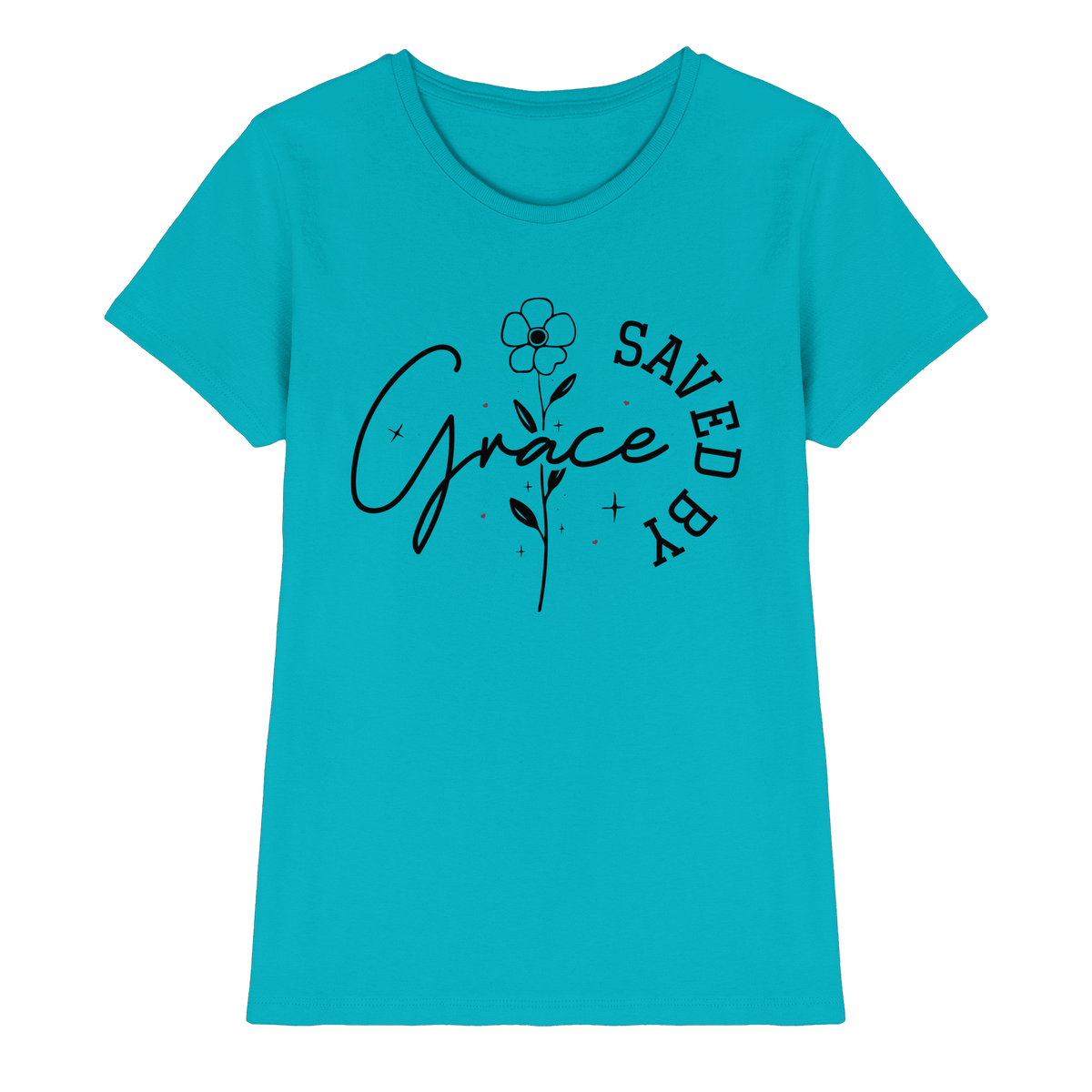Saved by Grace – ein schlichtes Design mit tiefer Botschaft - Ladies Premium Shirt - Lady-Shirts - Swimming Pool - GfoitMa
