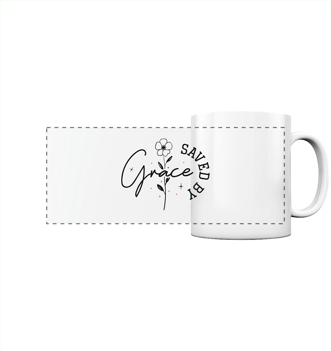 Saved by Grace – ein schlichtes Design mit tiefer Botschaft - Panorama Tasse - Trinkgefäße - White glossy - GfoitMa