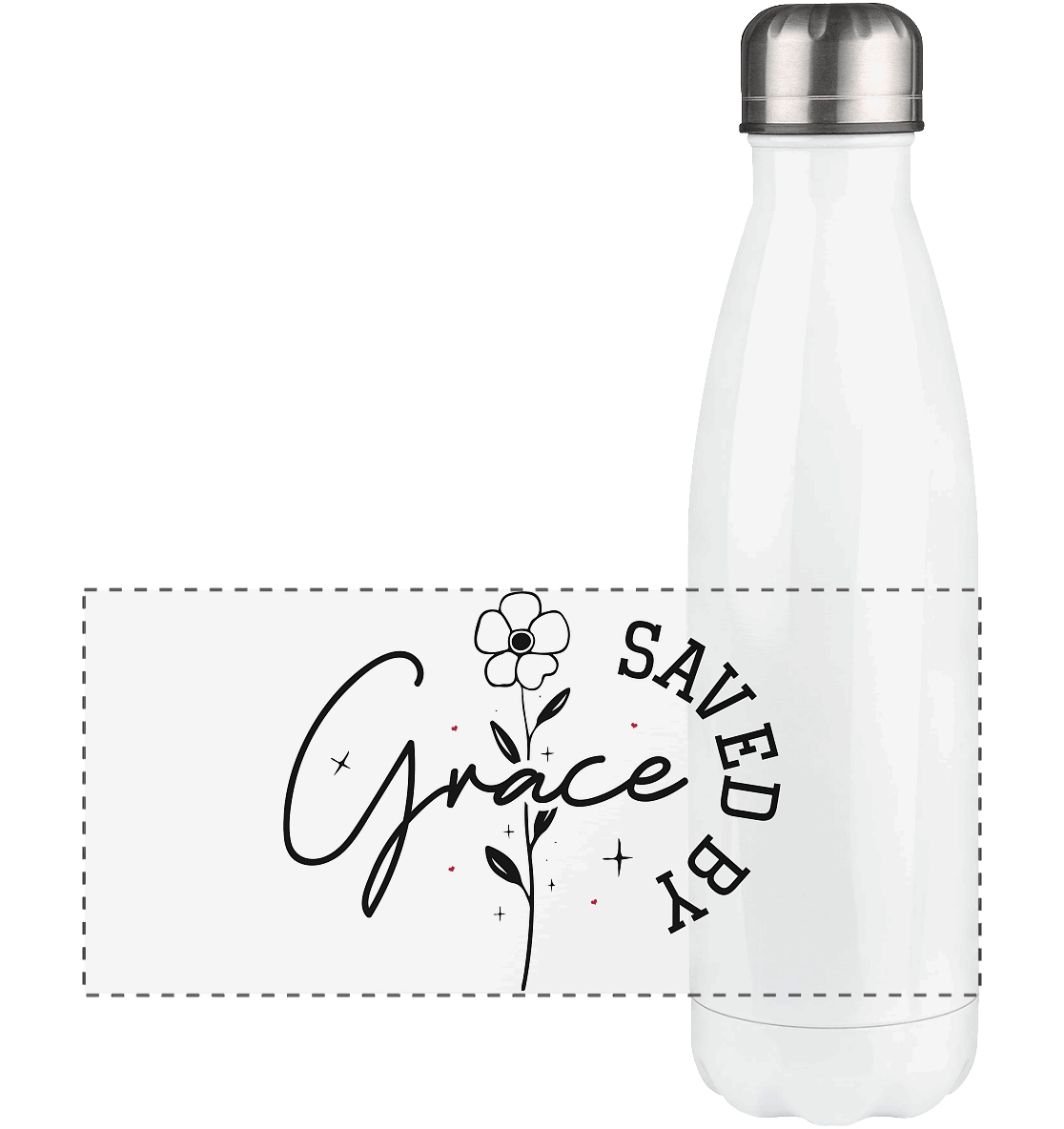 Saved by Grace – ein schlichtes Design mit tiefer Botschaft - Panorama Thermoflasche 500ml - Trinkgefäße - White - GfoitMa