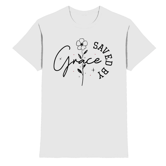 Saved by Grace – ein schlichtes Design mit tiefer Botschaft - Premium Shirt - Unisex-Shirts - White - GfoitMa